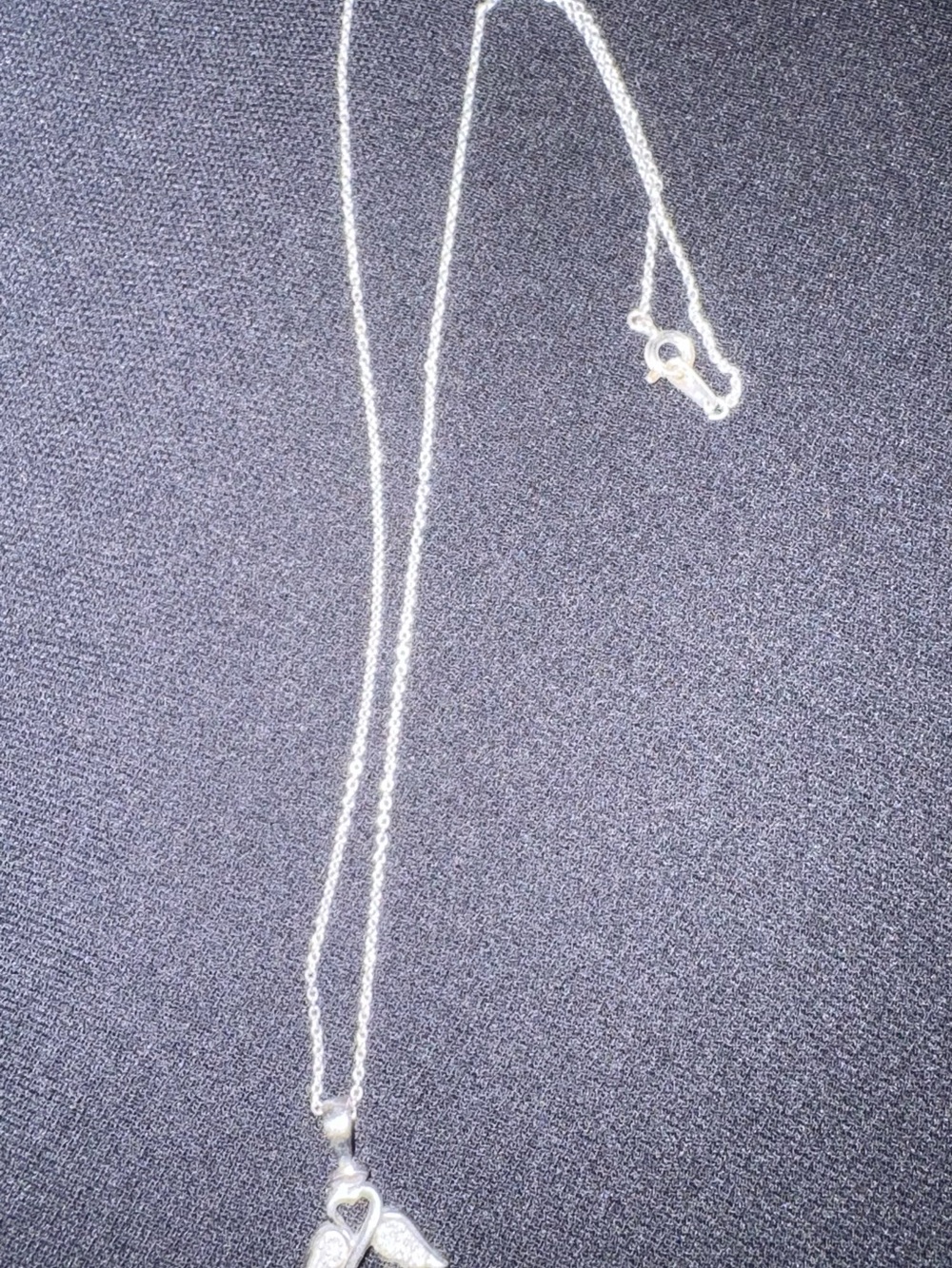 Sterling Silver Diamond Angel Necklace - Picture 4 of 8